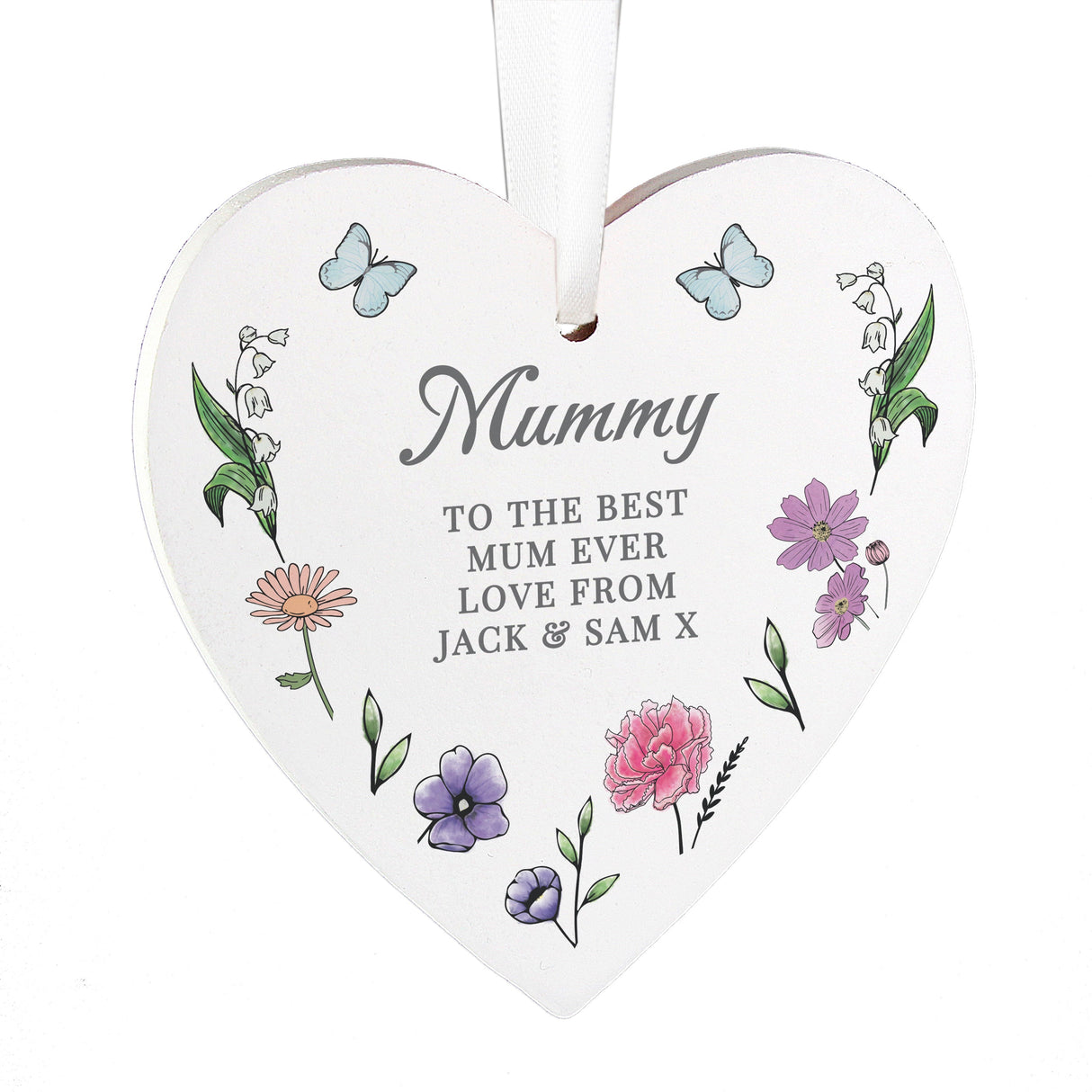 Personalised Wild Flowers Wooden Heart - Shop Decorations At Gift Moments - 5