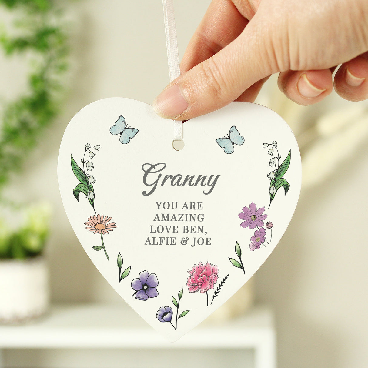 Personalised Wild Flowers Wooden Heart - Shop Decorations At Gift Moments - 1