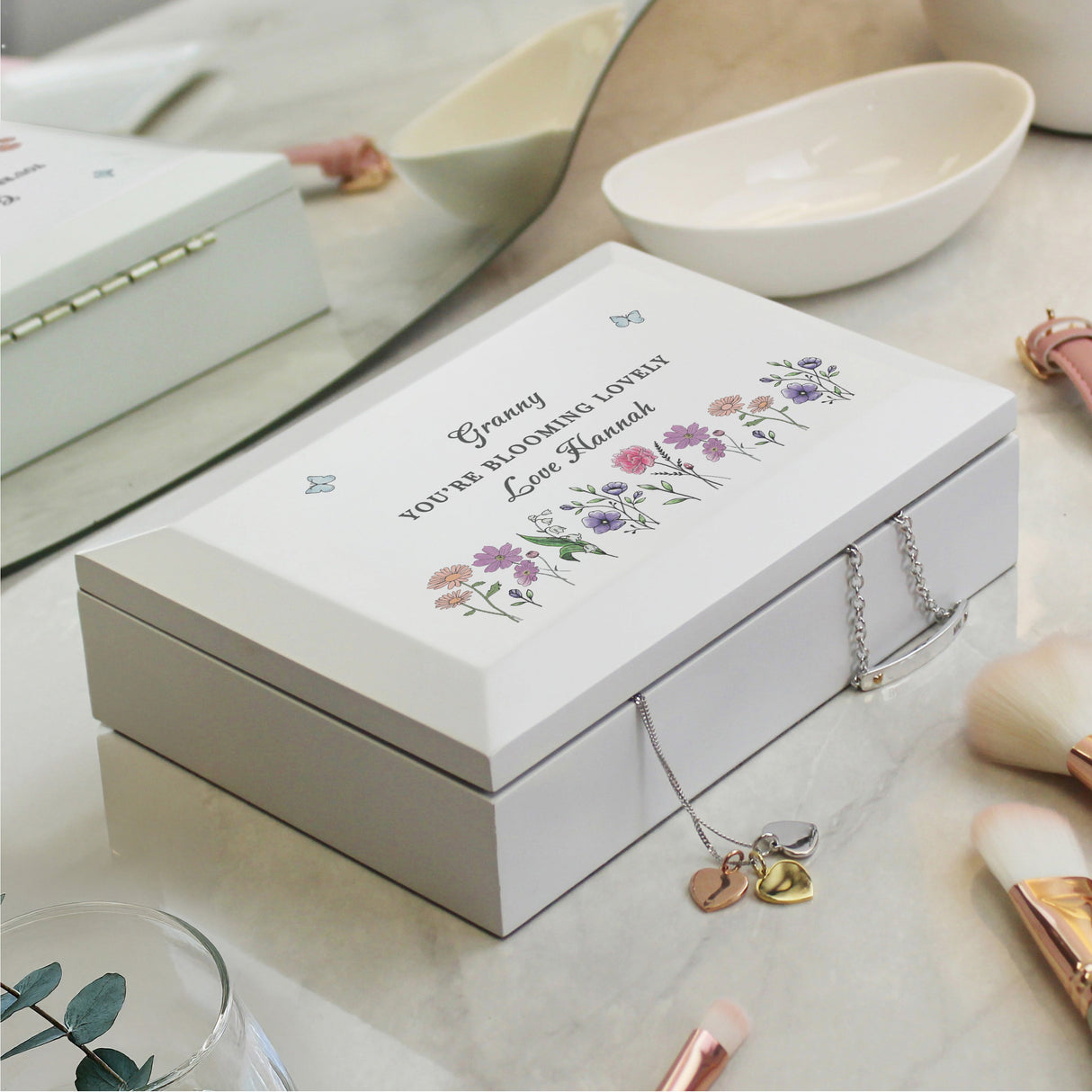 Personalised Wild Flowers Wooden Jewellery Box - Shop Jewellery Boxes At Gift Moments - 4