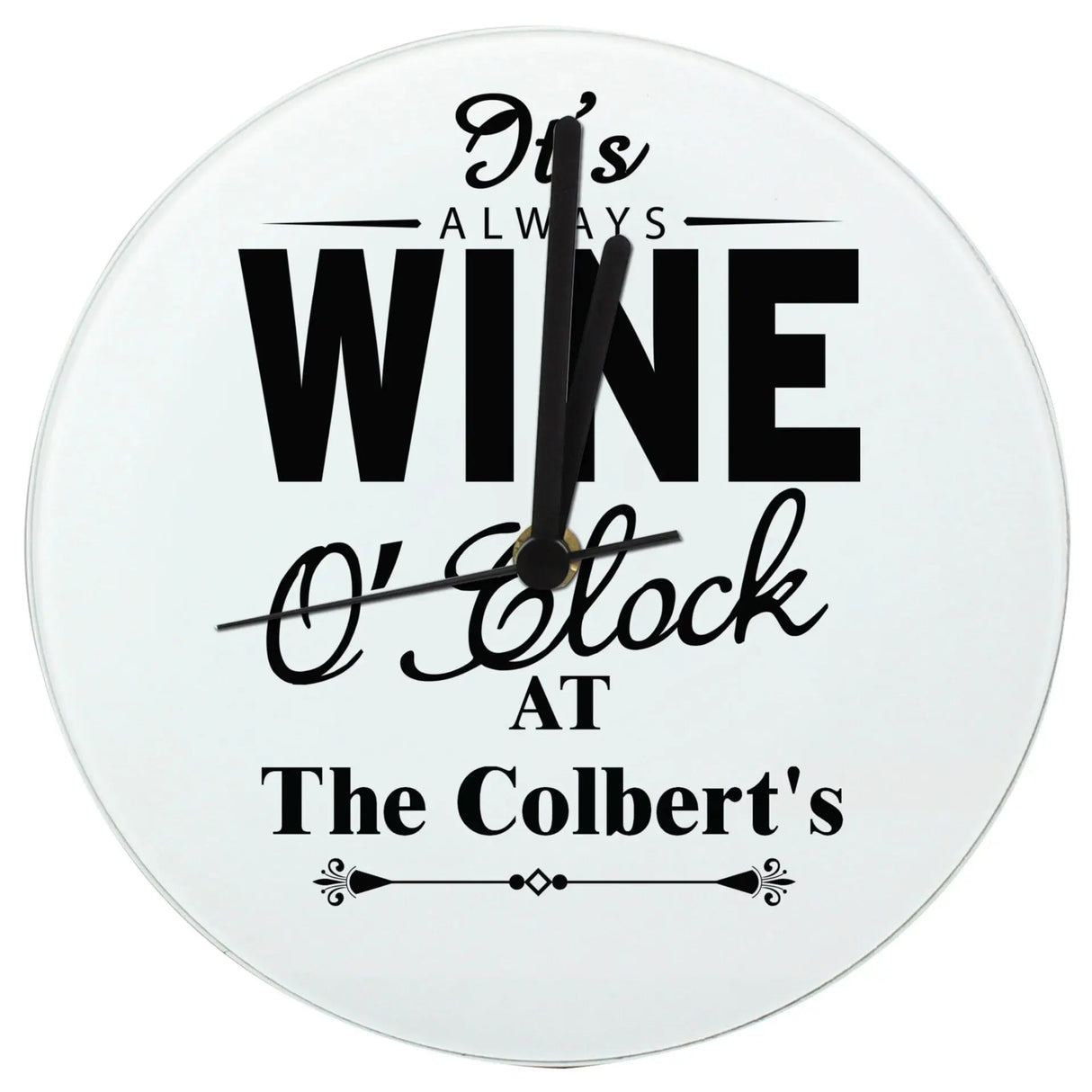 Personalised Wine OClock Clock: 3 - Clocks By Gift Moments
