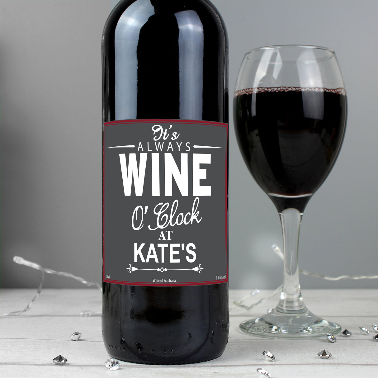 Personalised Wine O’Clock Red Wine: 3 - Wine By Gift Moments