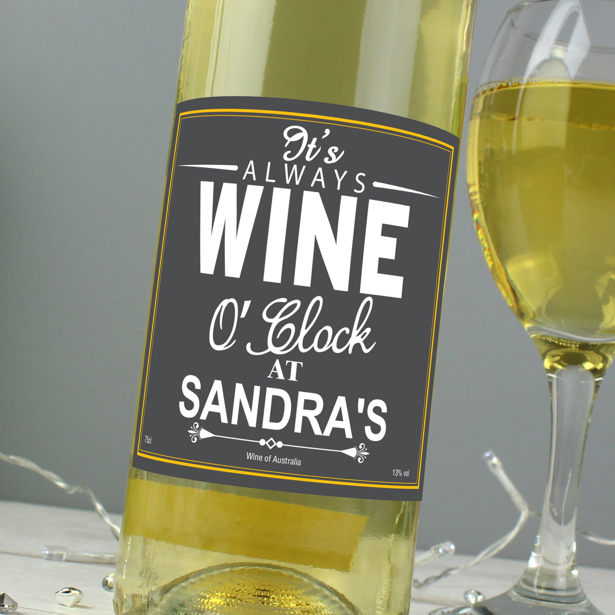 Personalised Wine O’Clock White Wine: 5 - Wine By Gift Moments
