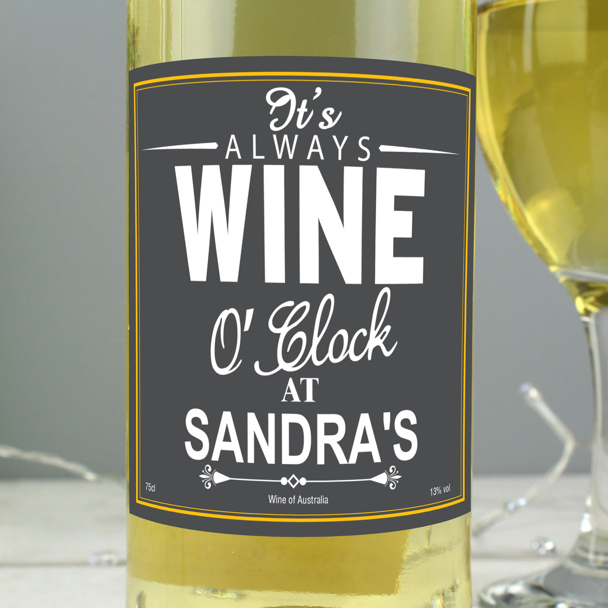 Personalised Wine O’Clock White Wine: 4 - Wine By Gift Moments