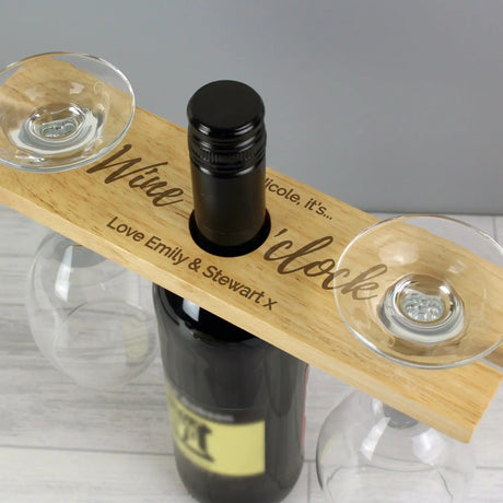 Personalised ’Wine O’clock’ Wine Glass & Bottle Holder: 1 - Barware By Gift Moments