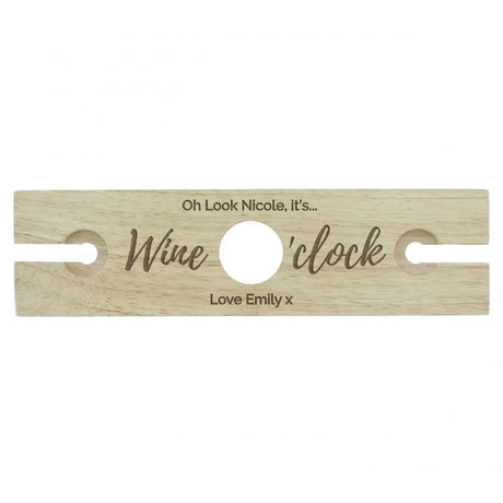 Personalised ’Wine O’clock’ Wine Glass & Bottle Holder: 3 - Barware By Gift Moments