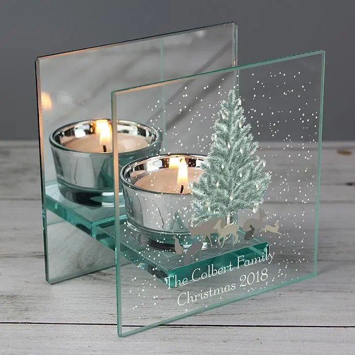 Personalised A Winter’s Night Mirrored Glass Tealight Candle Holder - Shop Candle Holders At Gift Moments - 1