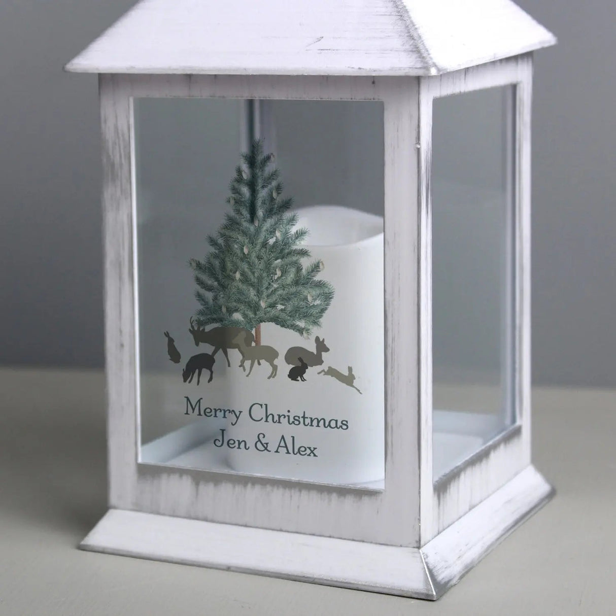 Personalised A Winter’s Night White Lantern: 3 - LED Lighting By Gift Moments