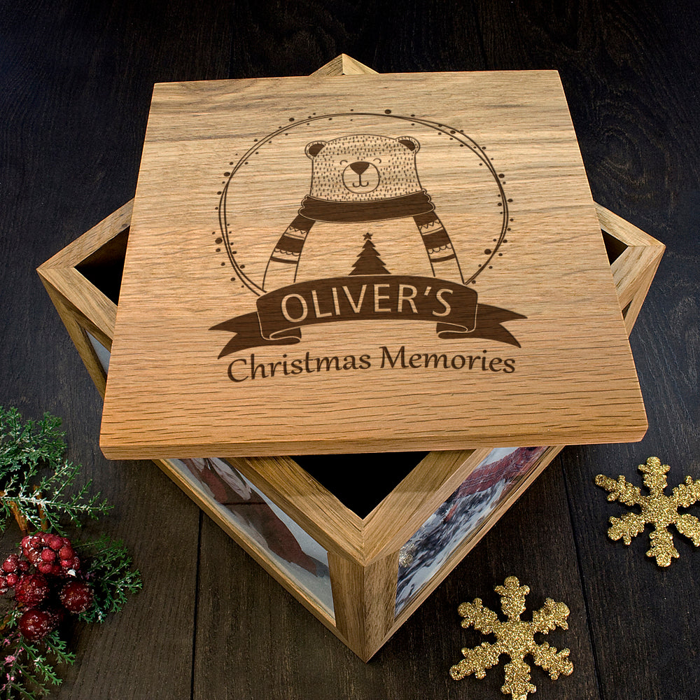 Personalised Woodland Animal Christmas Memory Boxes: 11 - Polar Bear - Photo Cubes By Gift Moments