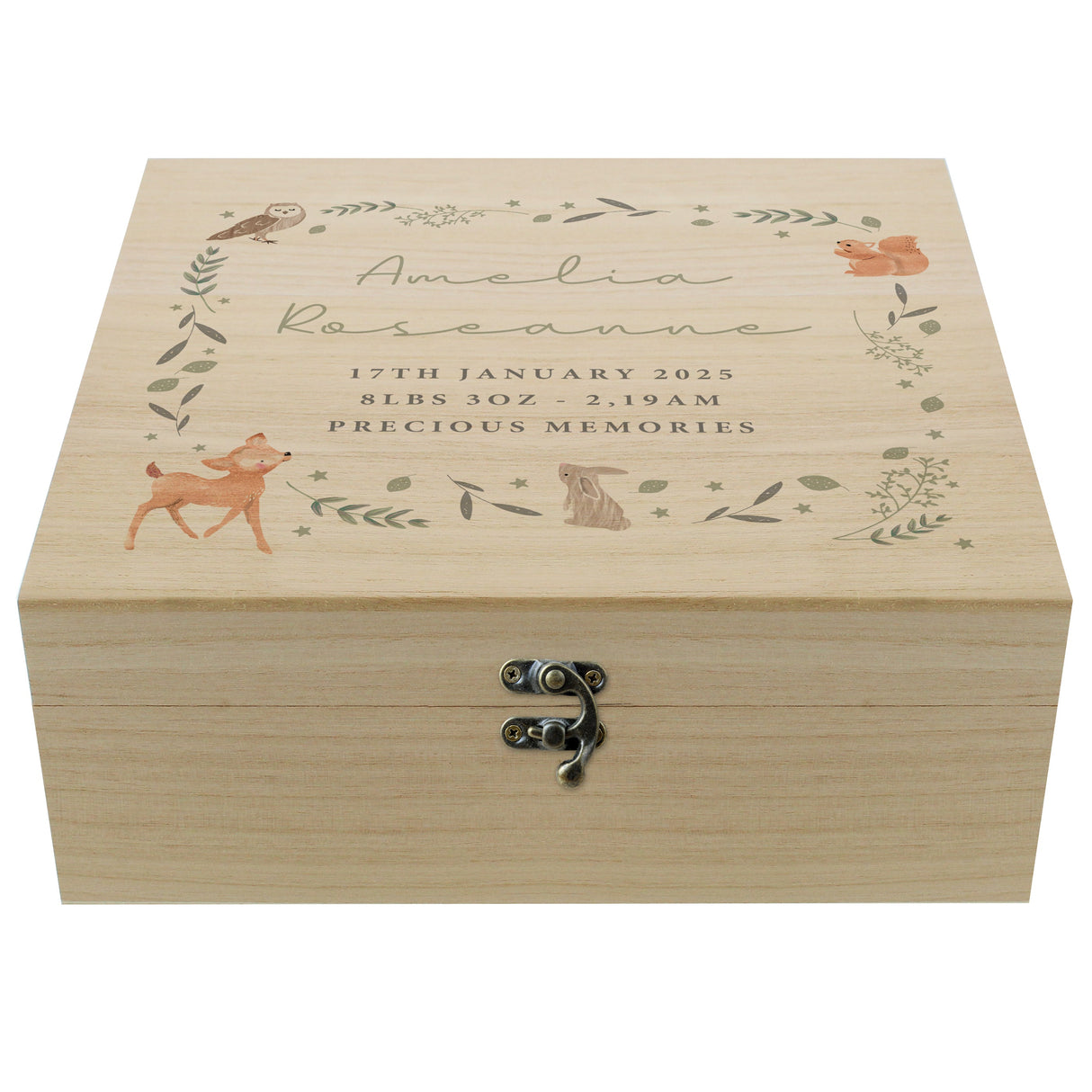 Personalised Woodland Animal Large Wooden Keepsake Box - Shop Keepsake Boxes At Gift Moments - 5