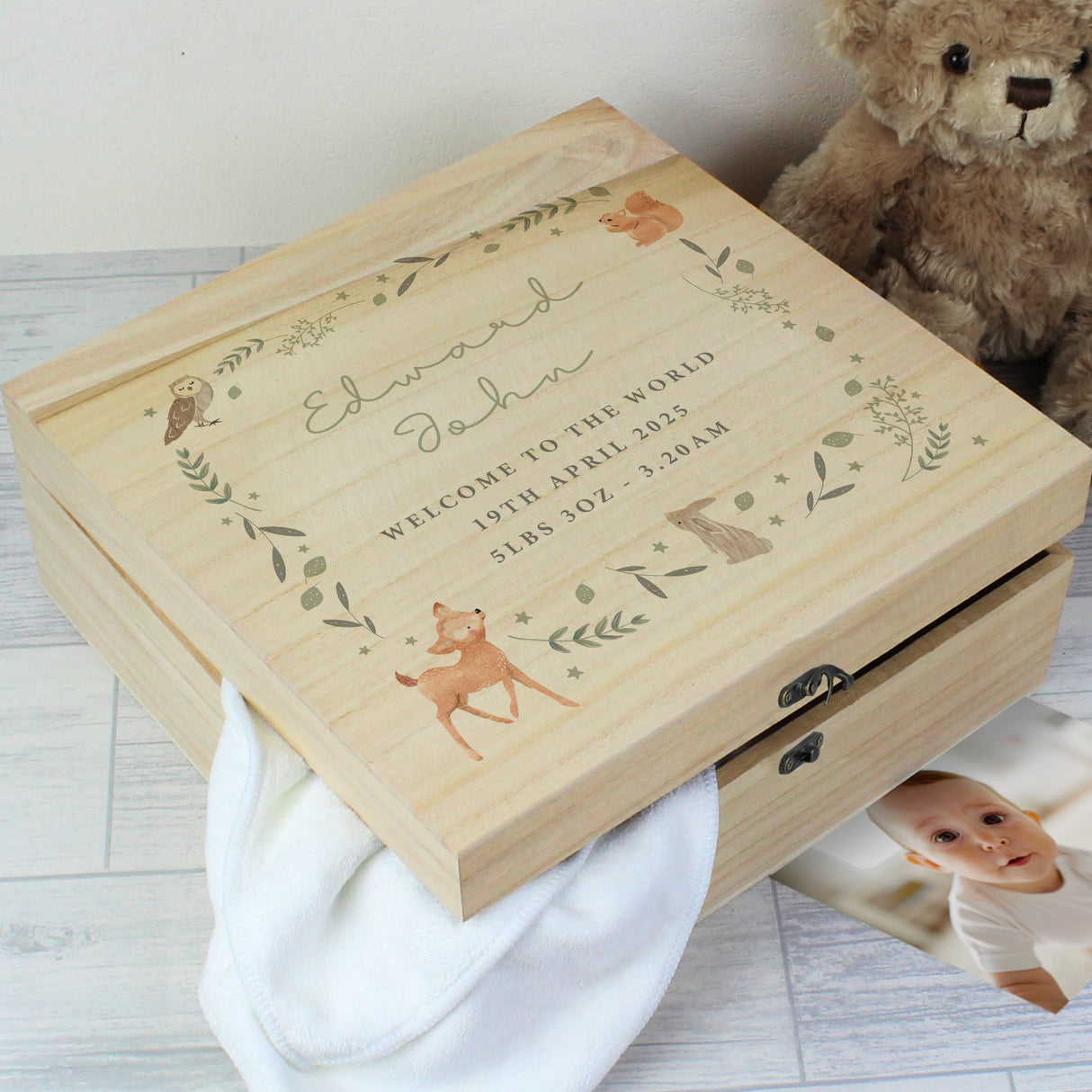 Personalised Woodland Animal Large Wooden Keepsake Box - Shop Keepsake Boxes At Gift Moments - 4