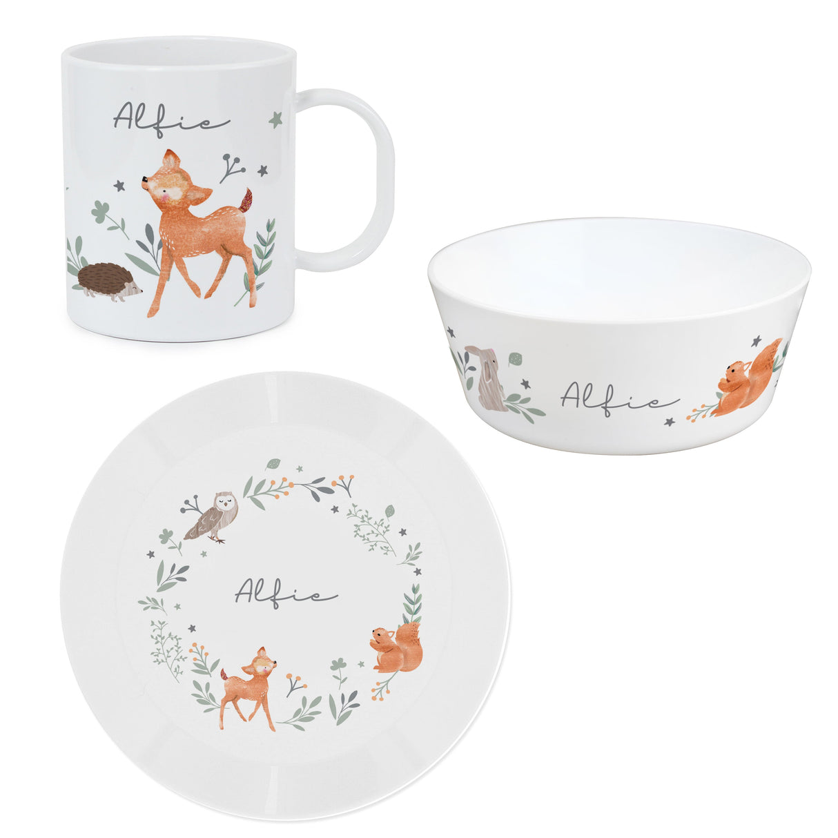Personalised Woodland Animals Breakfast Set: 5 - Tableware By Gift Moments