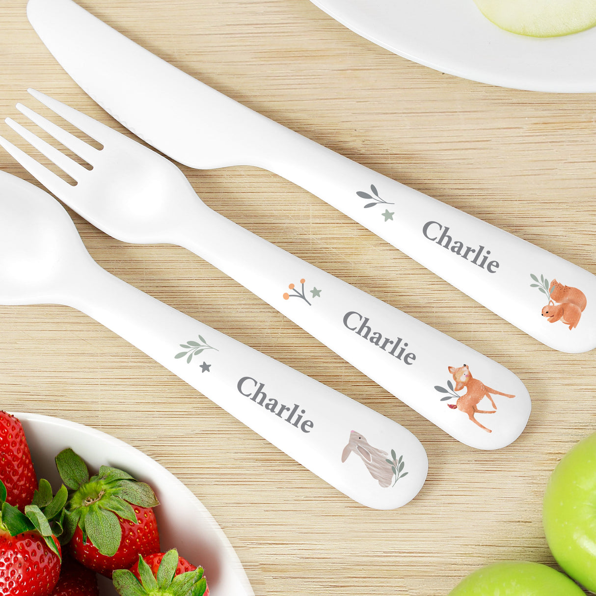 Personalised Woodland Animals Cutlery: 3 - Cutlery Sets By Gift Moments