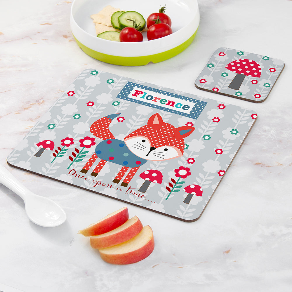 Personalised Woodland Fox Placemat & Coaster Set: 2 - Placemats By Gift Moments