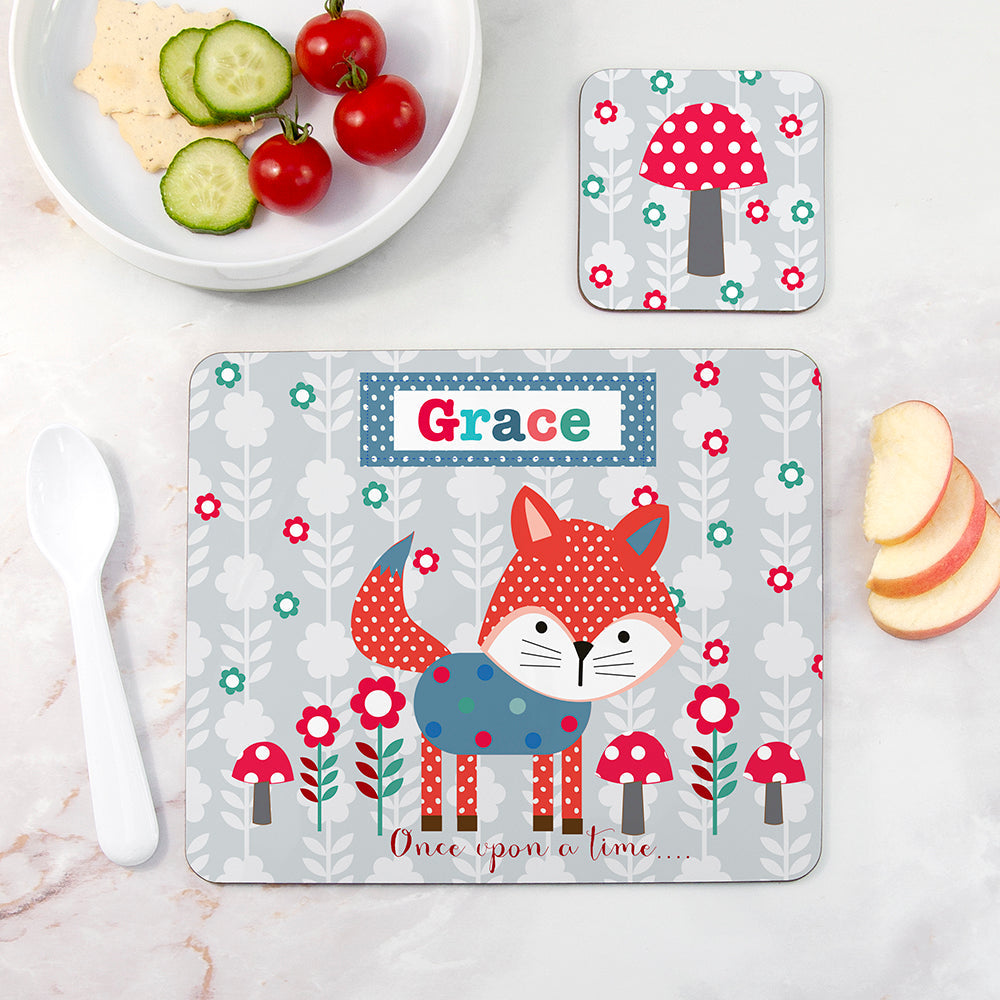 Personalised Woodland Fox Placemat & Coaster Set: 1 - Placemats By Gift Moments