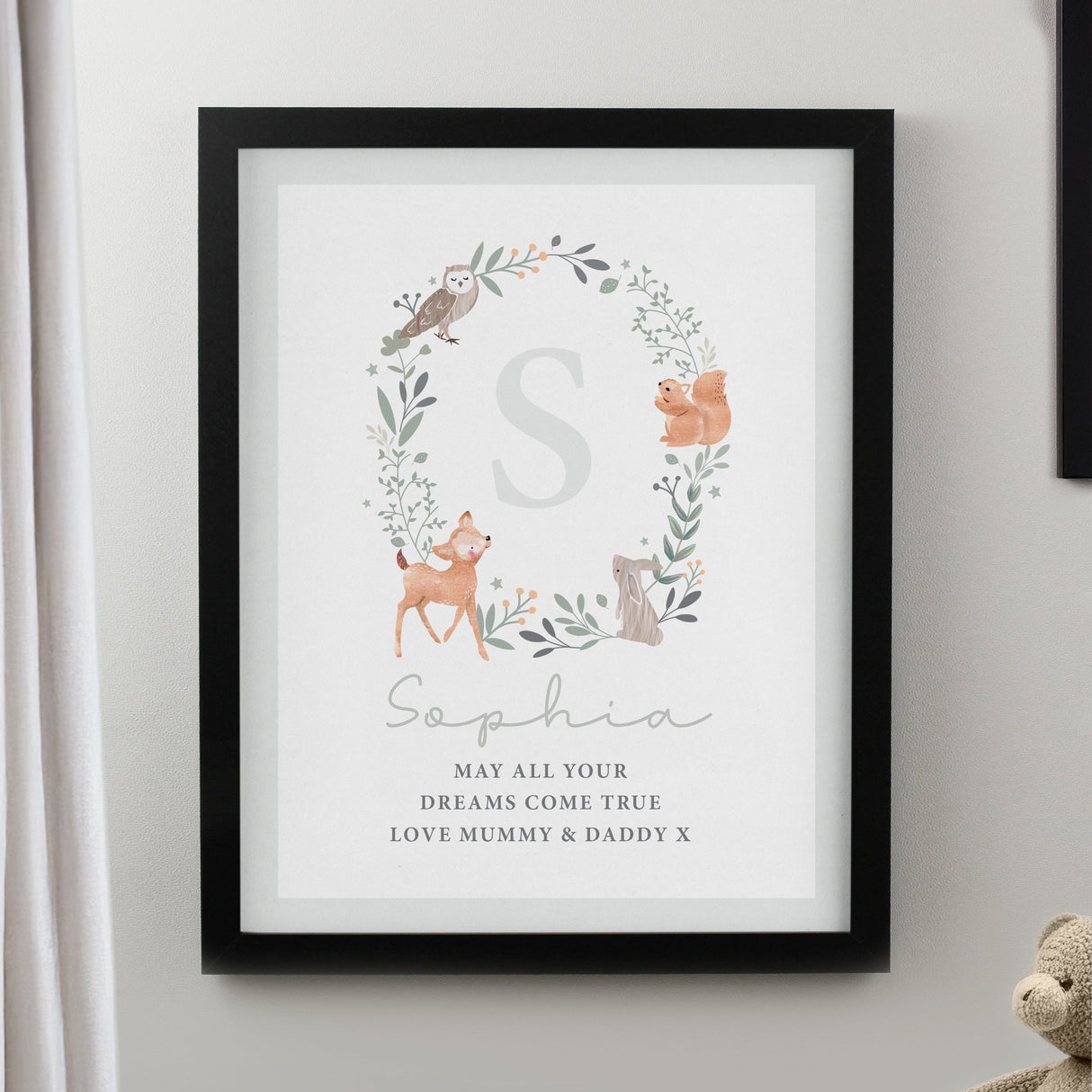 Personalised Woodland Initial Framed Prints - Black - Shop Framed Prints At Gift Moments - 2