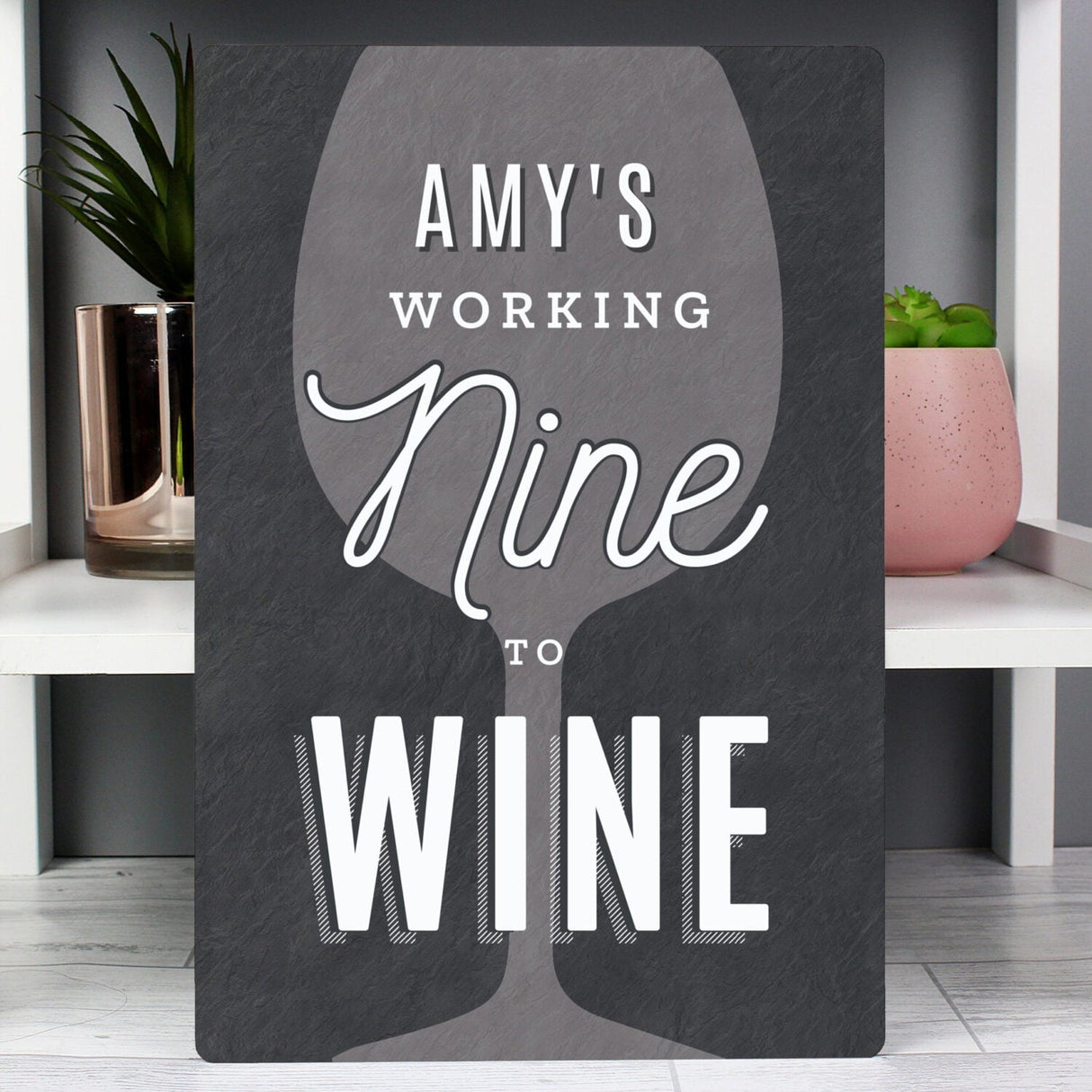 Personalised Working Nine to Wine Metal Sign - Shop Signs & Plaques At Gift Moments - 1