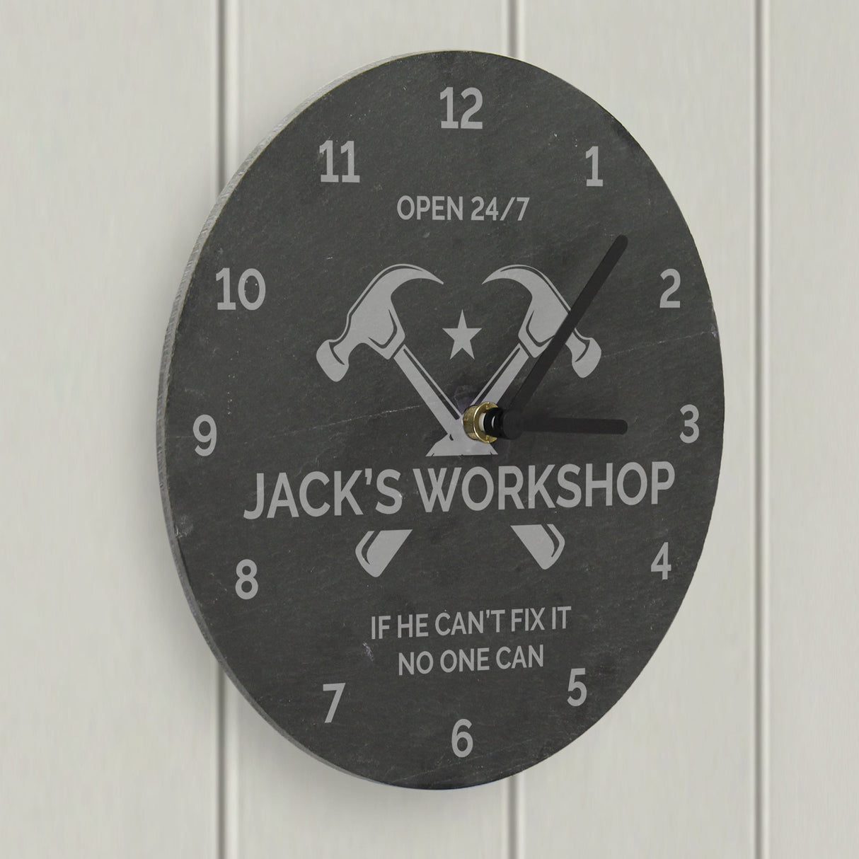 Personalised Workshop Tools Slate Clock: 3 - Clocks By Gift Moments