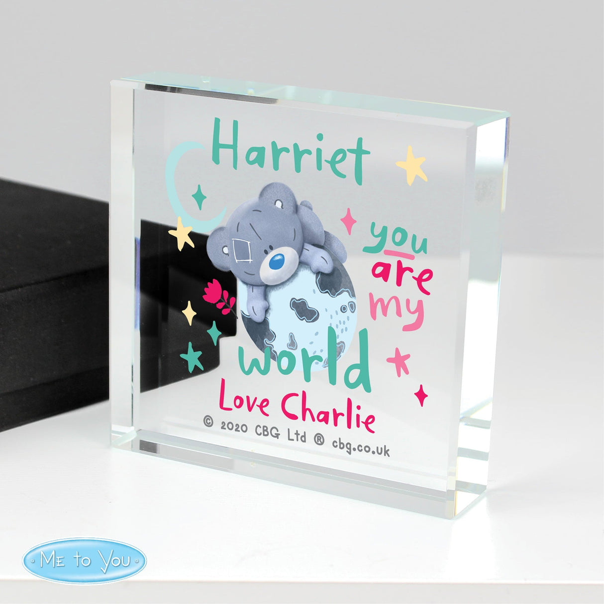Personalised You Are My World Me To You Crystal Token - Shop Crystal Tokens At Gift Moments - 3