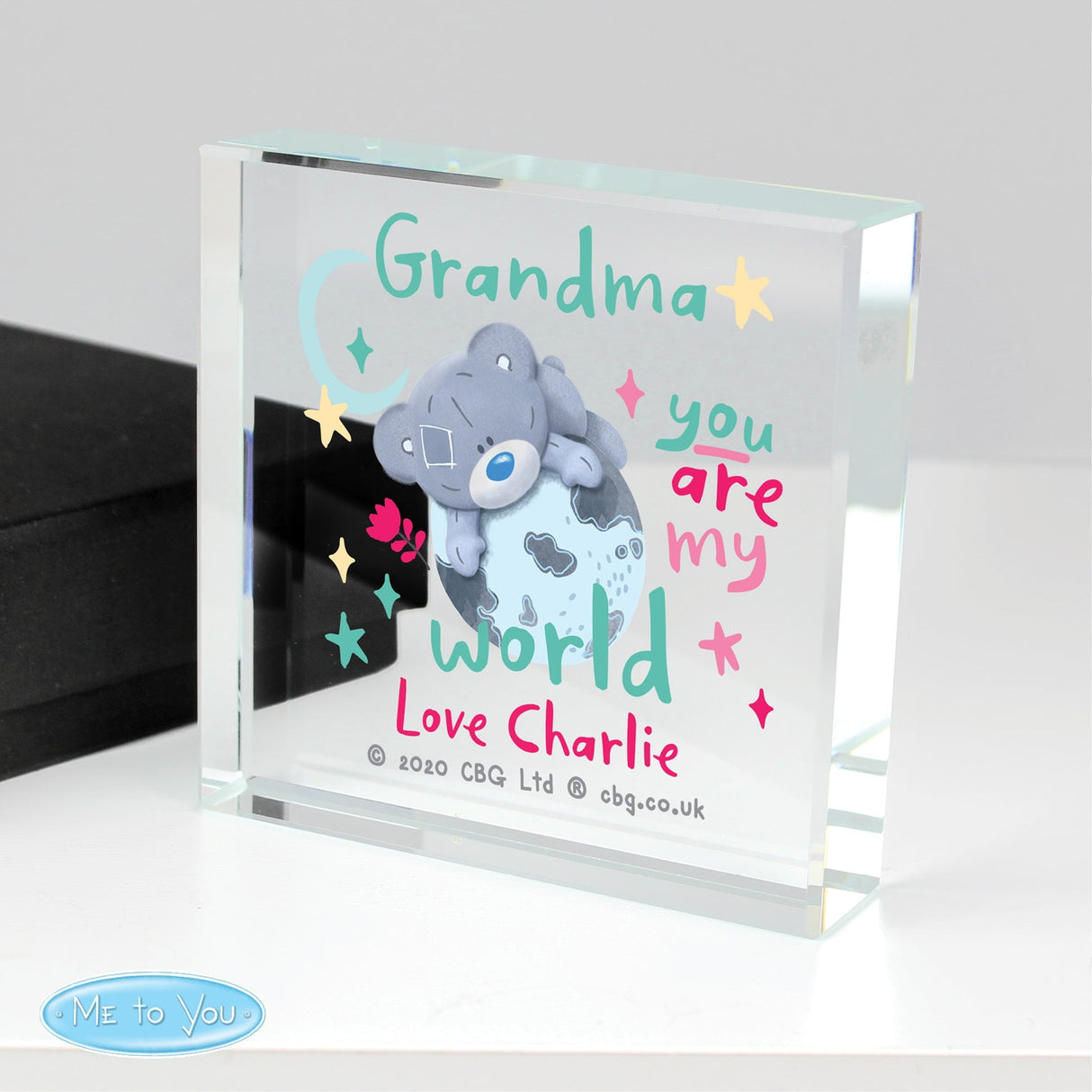Personalised You Are My World Me To You Crystal Token - Shop Crystal Tokens At Gift Moments - 1