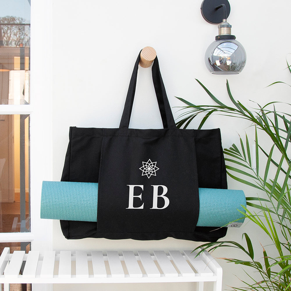 Personalized Organic Yoga Tote Bags: 12 - Black - Bags By Gift Moments