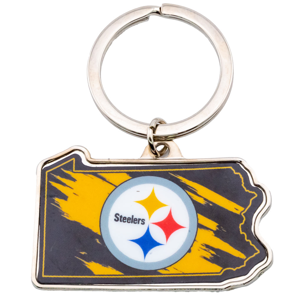 Pittsburgh Steelers State Shape Keyring: 1 - Keyrings By American Sports
