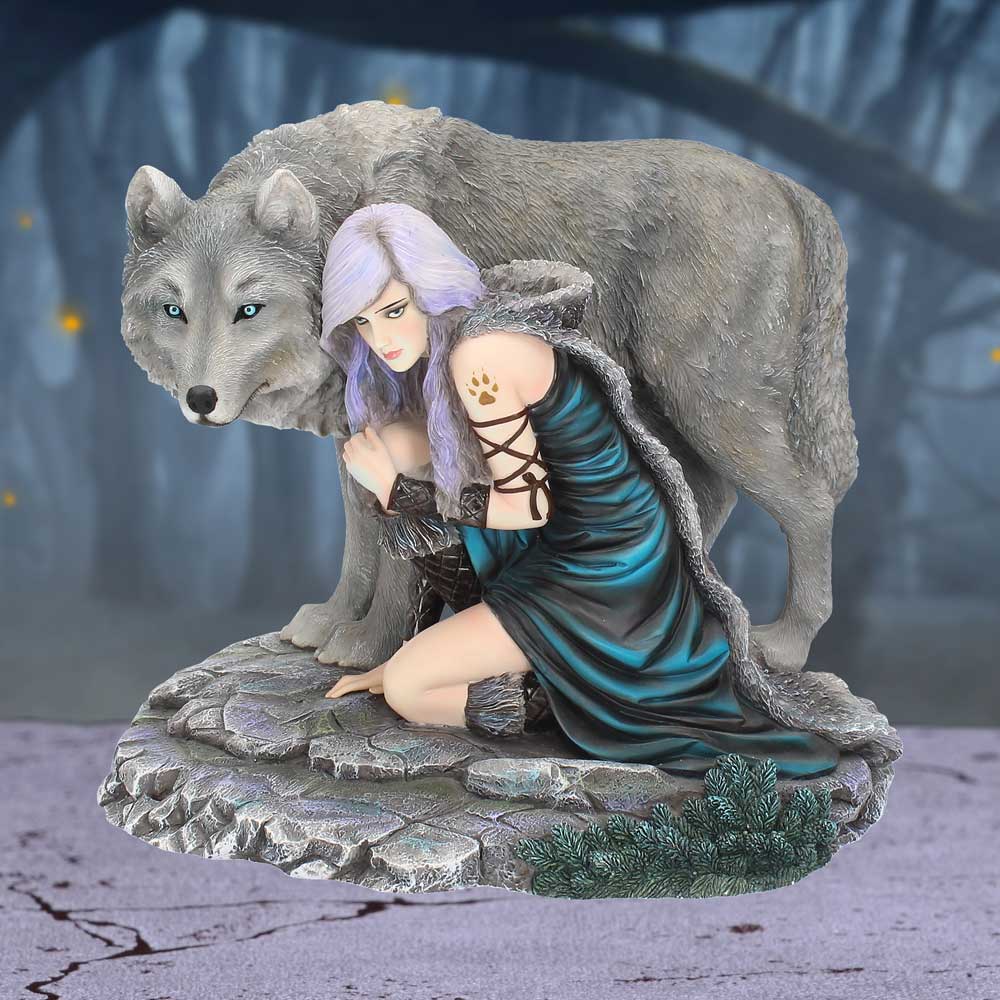 Protector Wolf Figurine by Anne Stokes Limited Edition Fantasy Wolf Ornament: 1 - Figurines Medium (15-29cm) By Anne