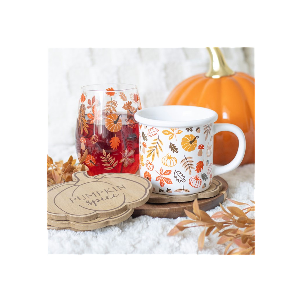 Pumpkin Spice Wooden Coaster Set: 4 - Coasters By Gift Moments
