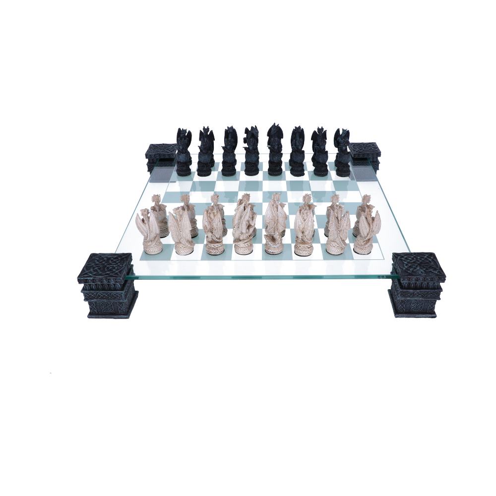 Raised Fantasy Dragon Chess Set With Corner Towers 43cm: 3 - Chess Sets By Gift Moments