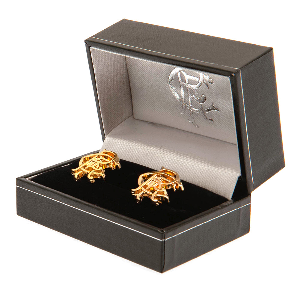 Rangers FC Gold Plated Scroll Crest Cufflinks - Shop Cufflinks & Tie Slides At Gift Moments - 1