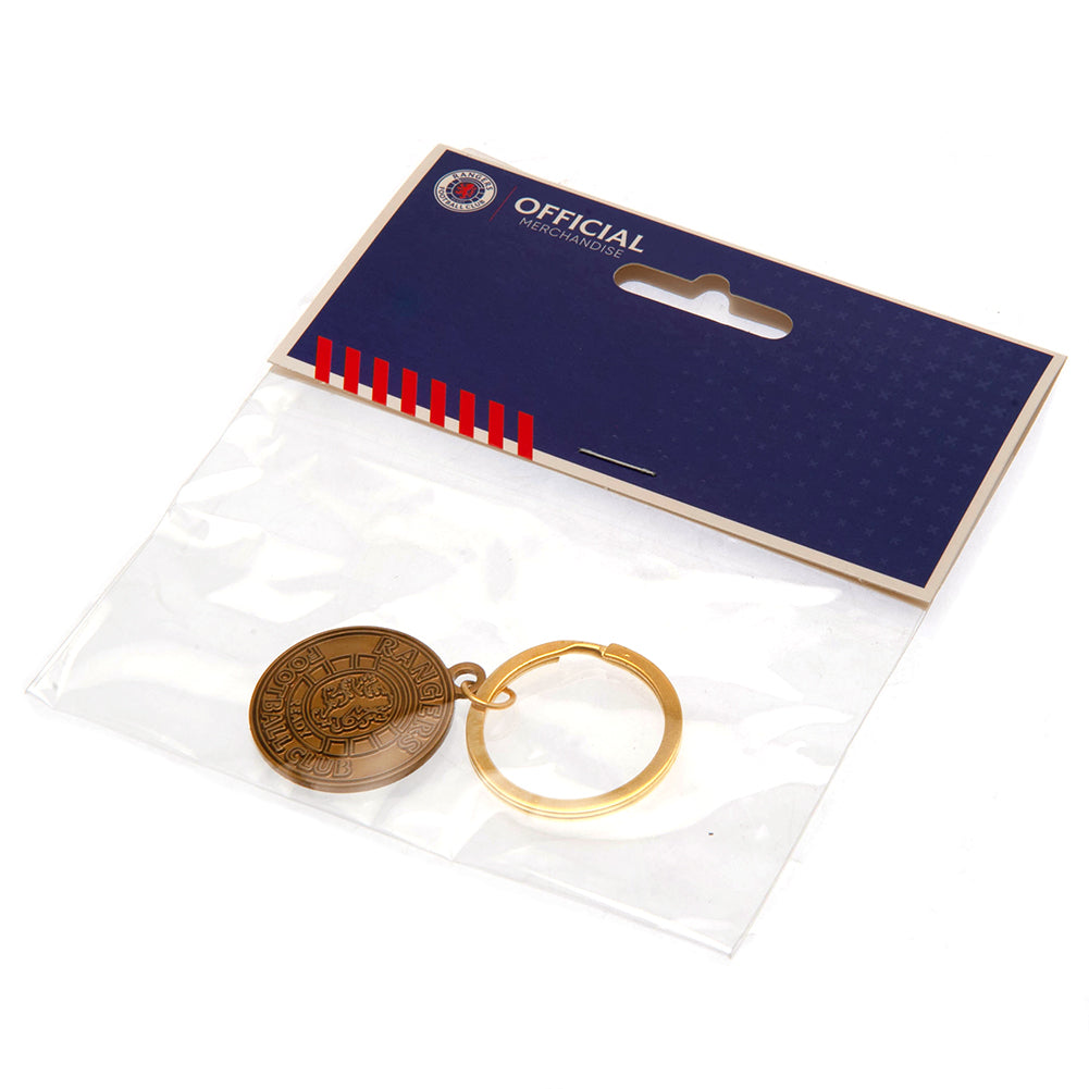 Rangers FC Antique Gold Ready Crest Keyring - Shop Keyrings At Gift Moments - 3