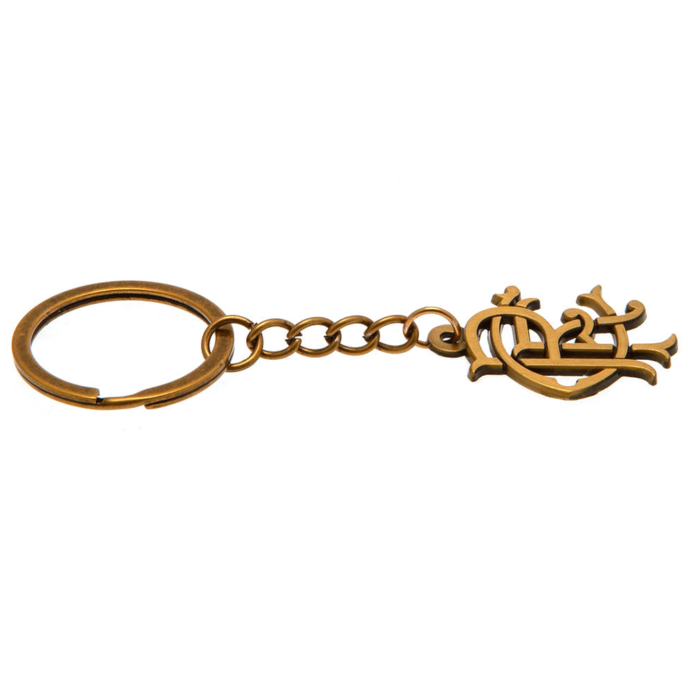 Rangers FC Antique Gold Scroll Crest Keyring - Shop Keyrings At Gift Moments - 2