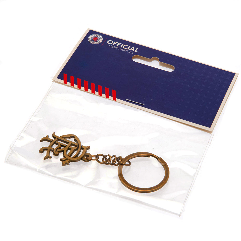 Rangers FC Antique Gold Scroll Crest Keyring - Shop Keyrings At Gift Moments - 3