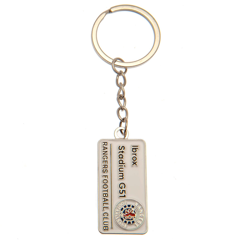 Rangers FC Embossed Street Sign Keyring - Shop Keyrings At Gift Moments - 1