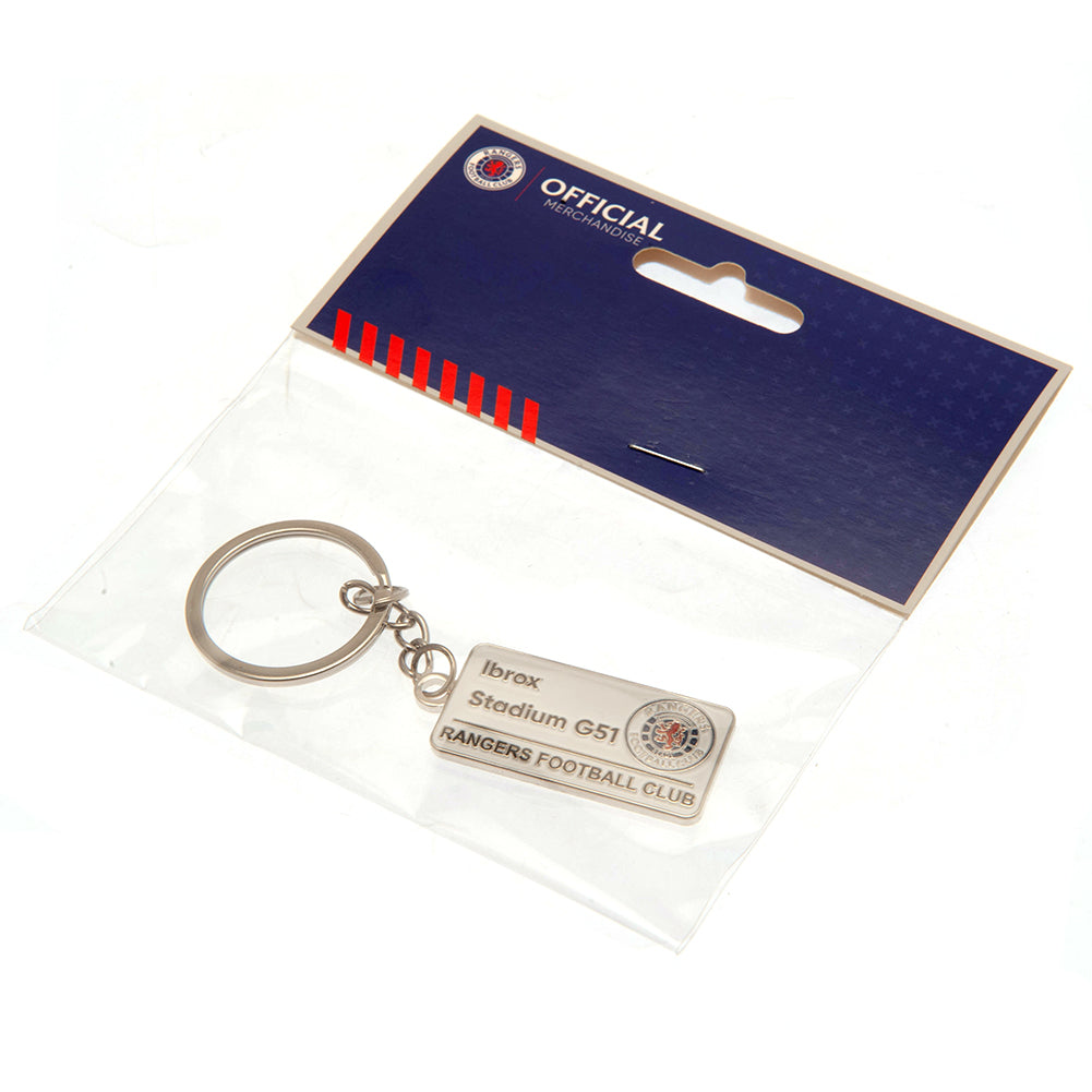 Rangers FC Embossed Street Sign Keyring - Shop Keyrings At Gift Moments - 3