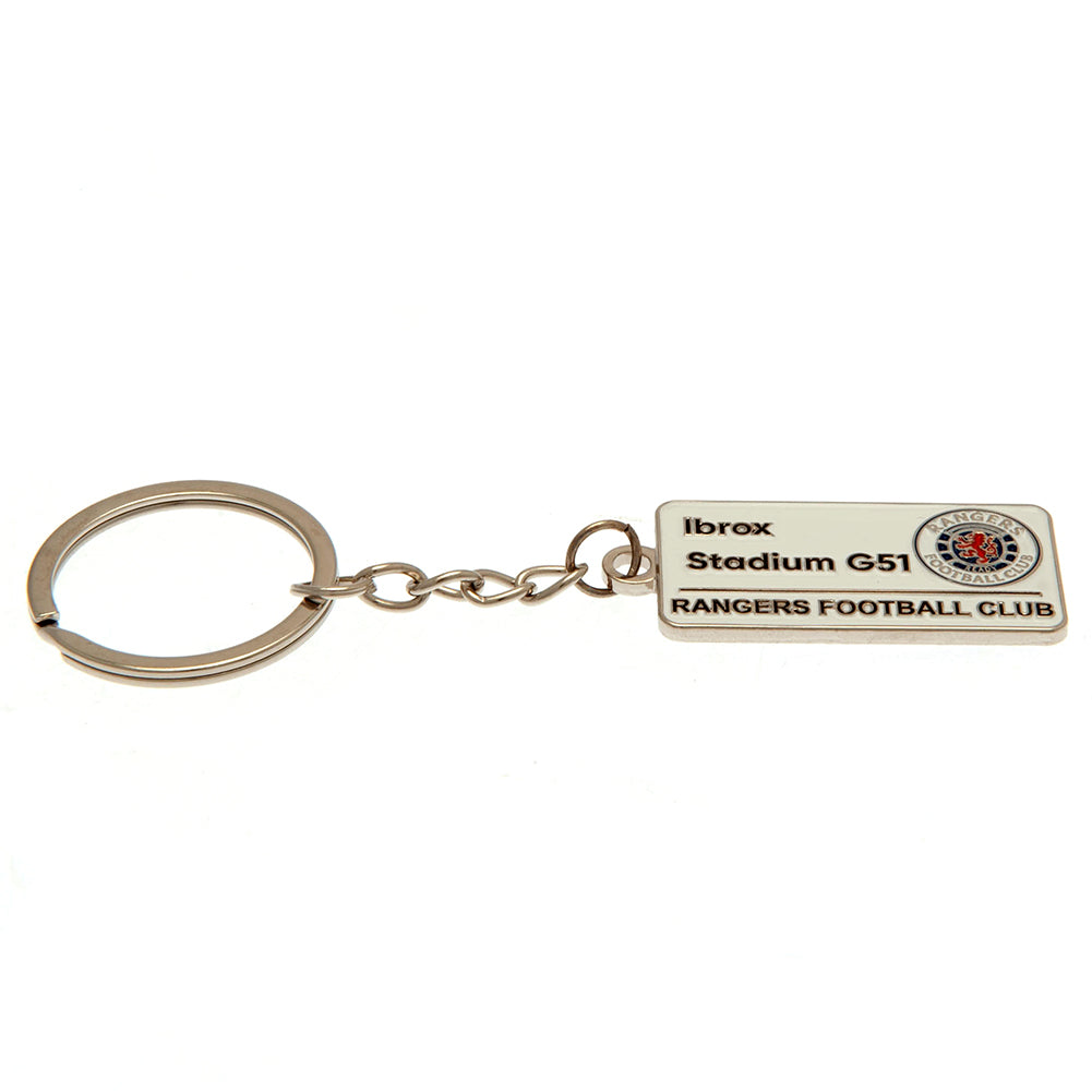 Rangers FC Embossed Street Sign Keyring - Shop Keyrings At Gift Moments - 2