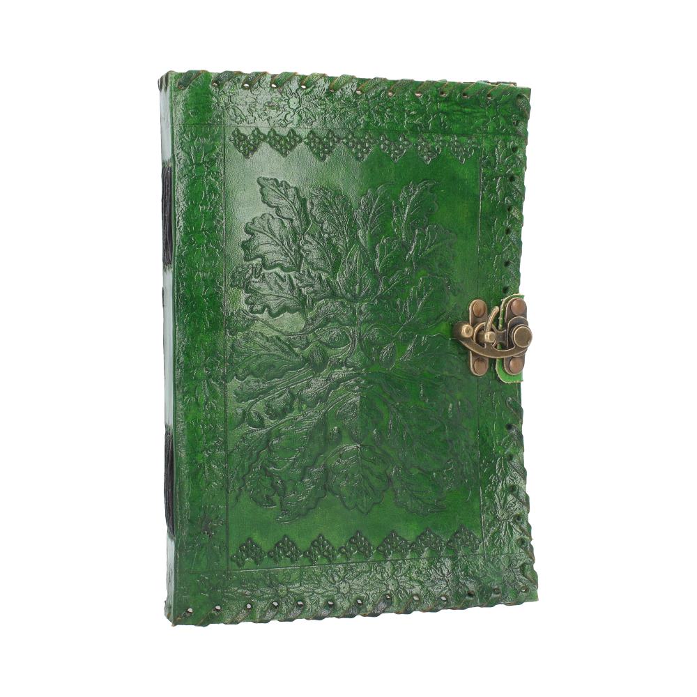Real Leather Greenman Green Embossed Journal with Lock: 2 - Leather Journals By Gift Moments
