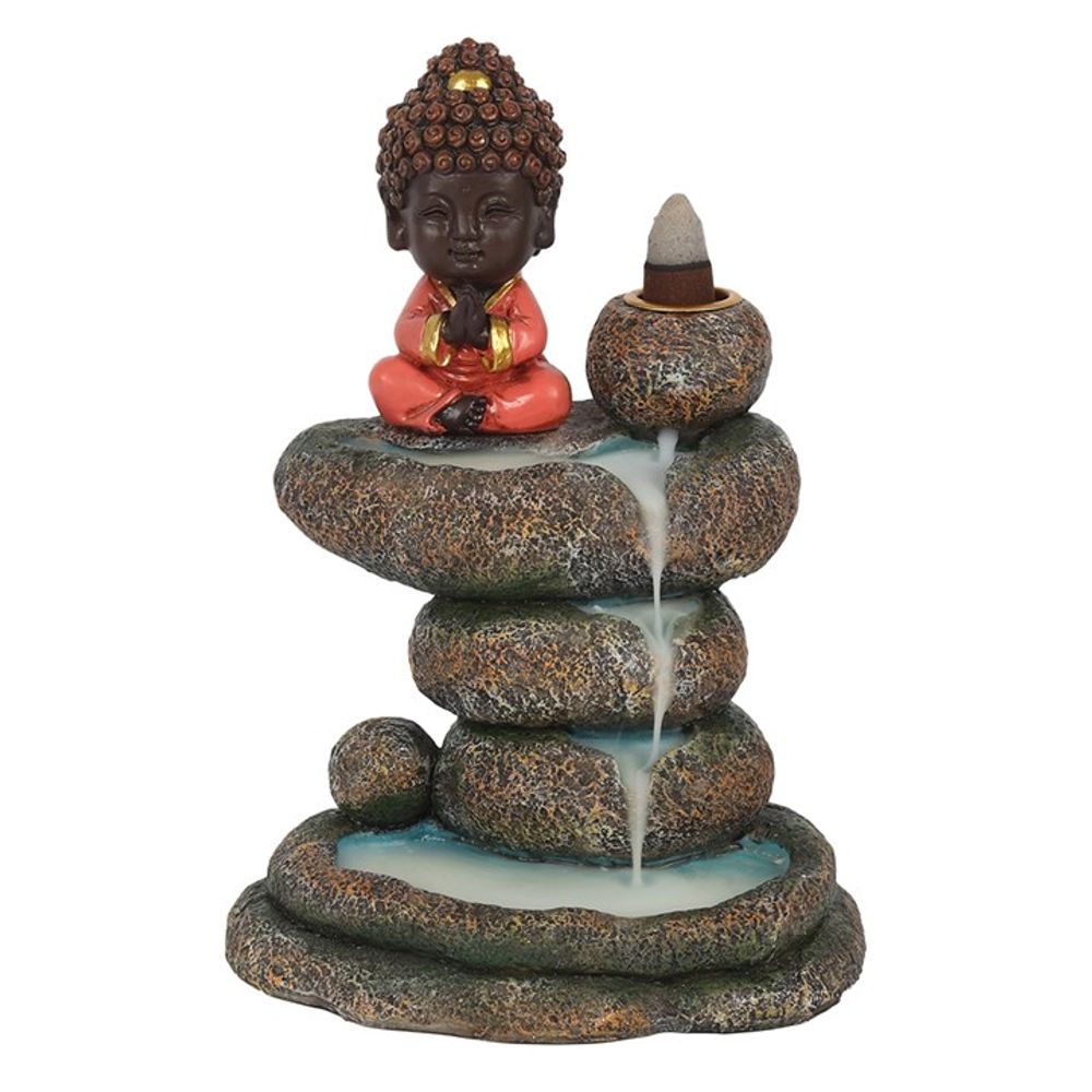 Red Buddha and Rock Pond Backflow Incense Burner: 1 - Incense Holders By Gift Moments