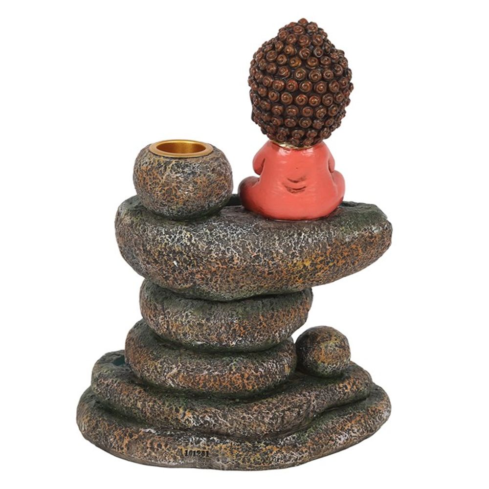 Red Buddha and Rock Pond Backflow Incense Burner: 3 - Incense Holders By Gift Moments