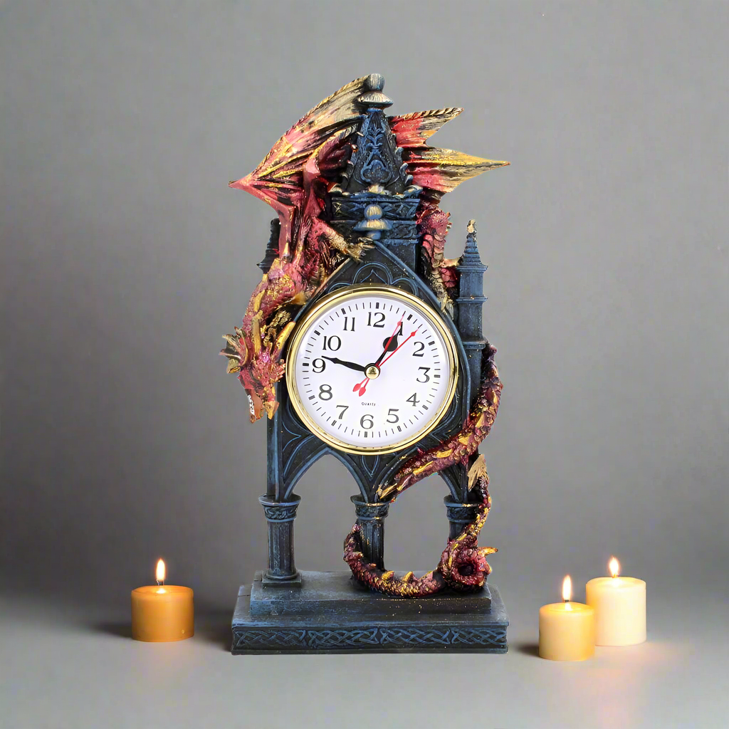 Red Dragon Gothic Fantasy Time Guardian Clock: 1 - Clocks By Gift Moments