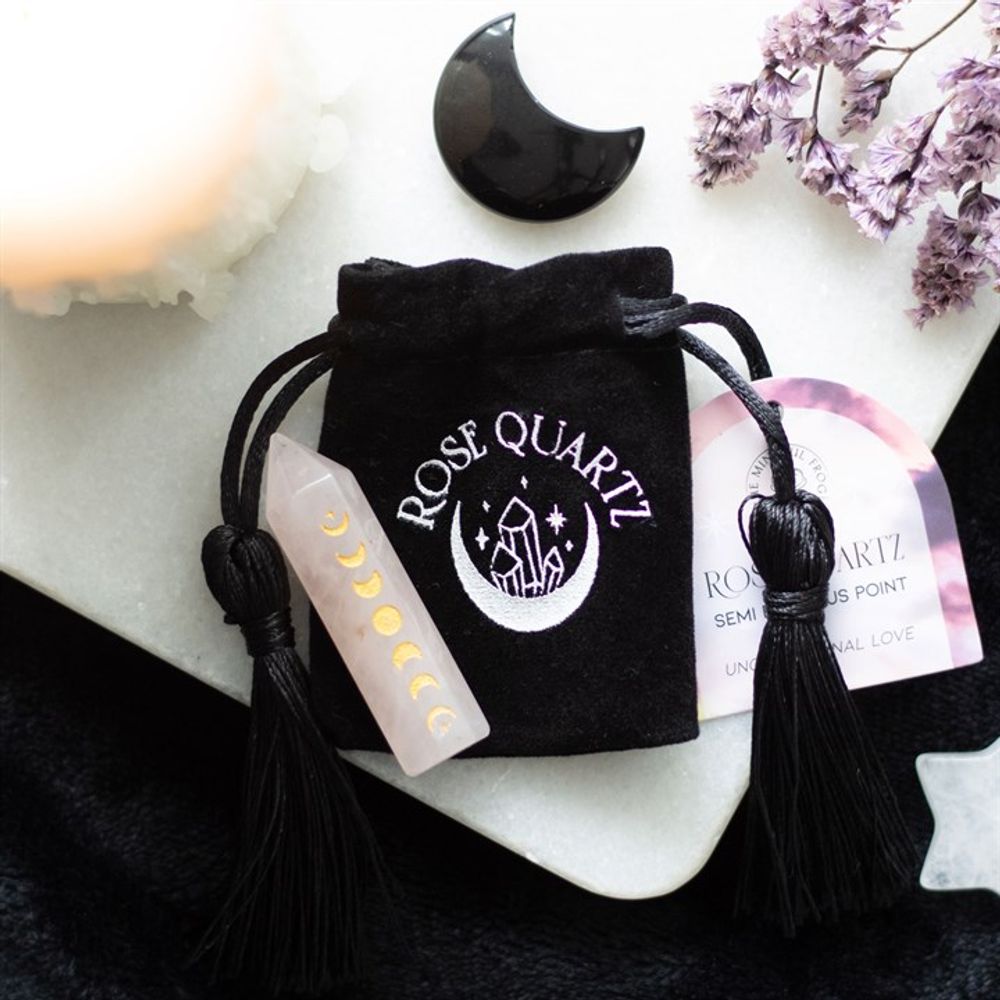 Rose Quartz Moon Phase Crystal Point 5cm: 1 - By Gift Moments