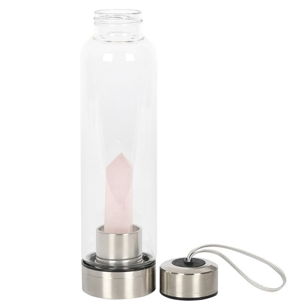 Rose Quartz Purifying Glass Water Bottle: 3 - Water Bottles By Gift Moments