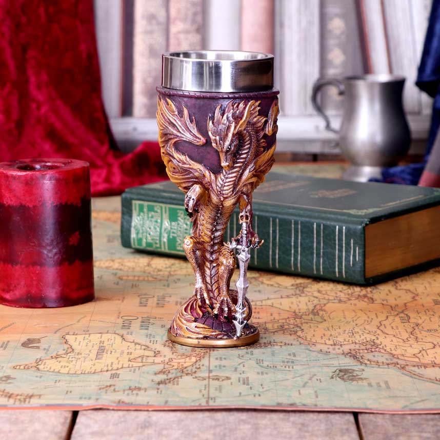 Ruth Thompson Flame Blade Red Fire Dragon Goblet Glass: 1 - Goblets & Chalices By Gift Moments