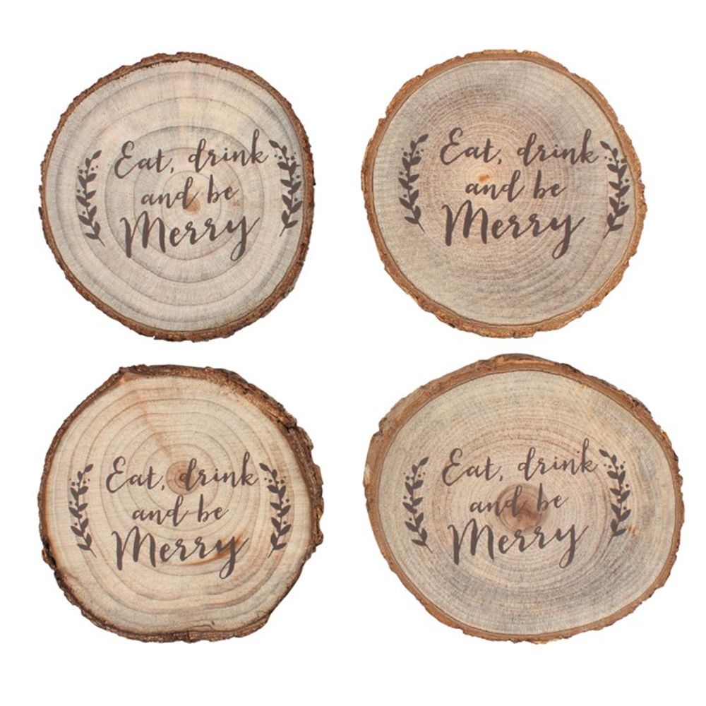 Set of 4 Log Coasters with Fun Text: 2 - Coasters By Gift Moments