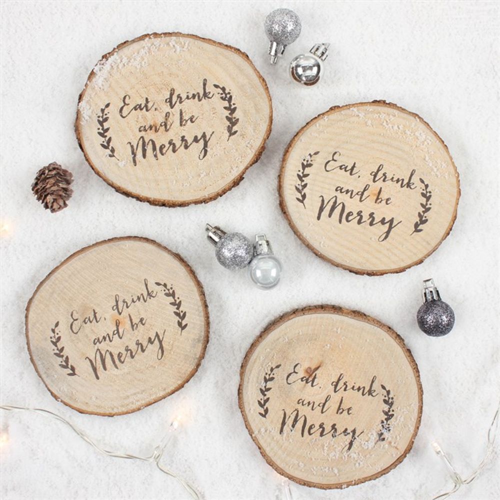 Set of 4 Log Coasters with Fun Text: 1 - Coasters By Gift Moments