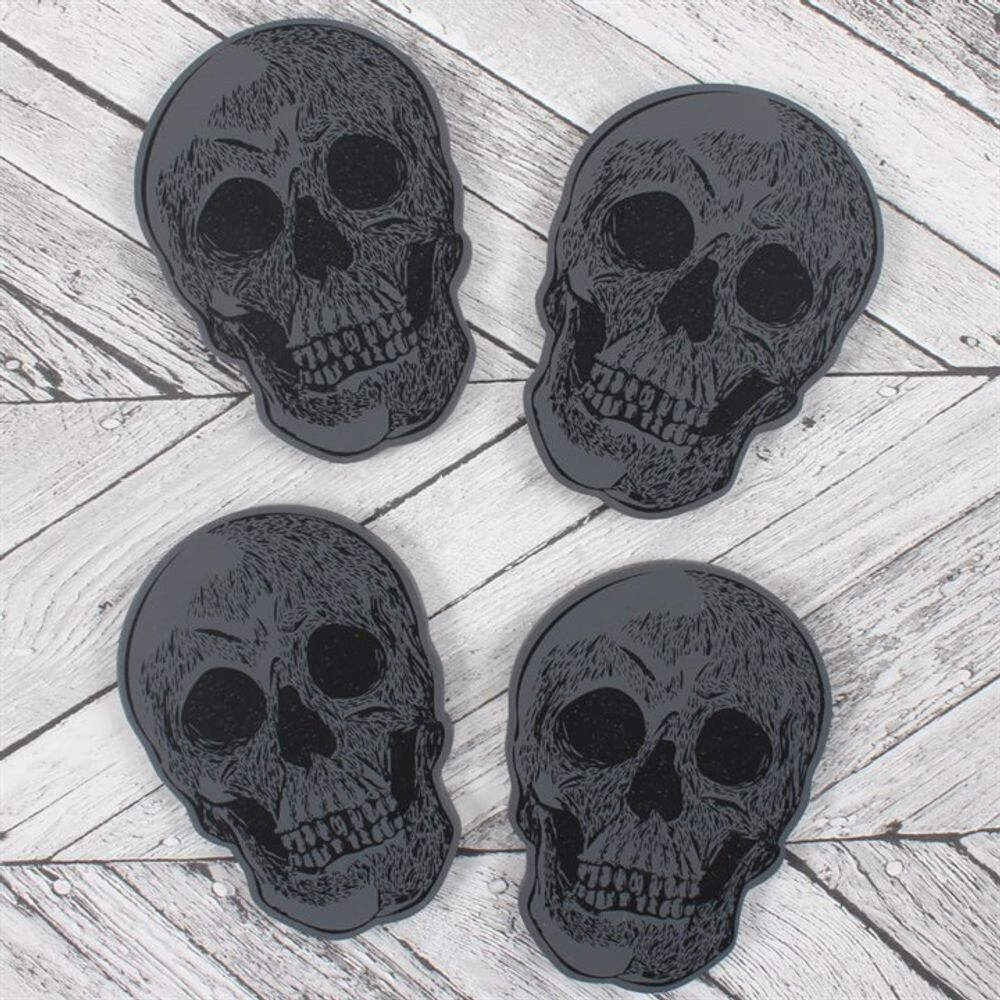 Set Of 4 Skull Coasters: 1 - Coasters By Gift Moments