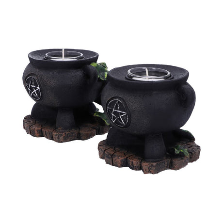 Set of Two Ivy Cauldron Witches Candle Holders 11cm: 5 - Candles & Holders By Gift Moments