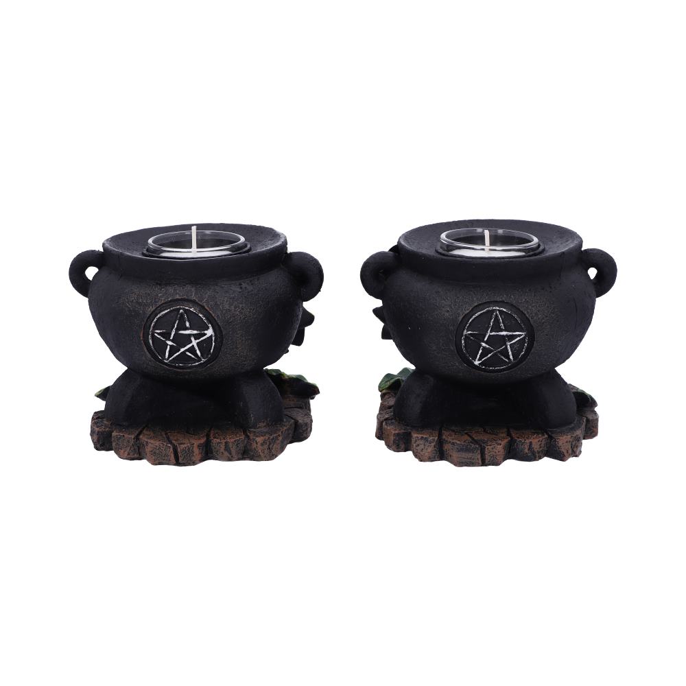 Set of Two Ivy Cauldron Witches Candle Holders 11cm: 4 - Candles & Holders By Gift Moments