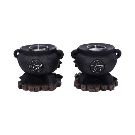 Set of Two Ivy Cauldron Witches Candle Holders 11cm: 4 - Candles & Holders By Gift Moments