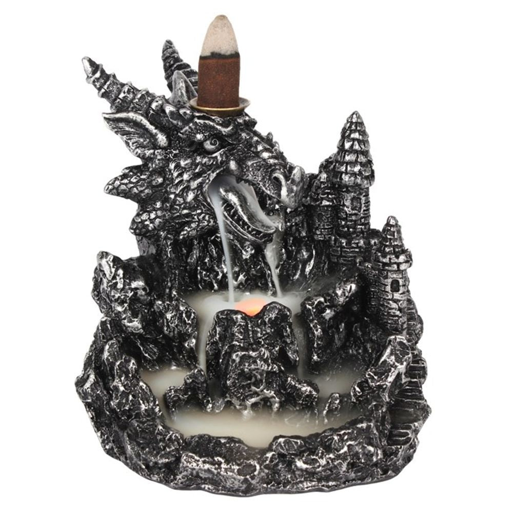Silver Dragon Backflow Incense Burner With Light: 2 - Incense Holders By Gift Moments