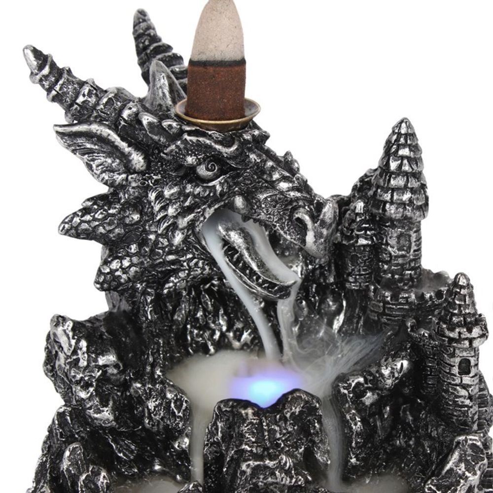 Silver Dragon Backflow Incense Burner With Light: 4 - Incense Holders By Gift Moments